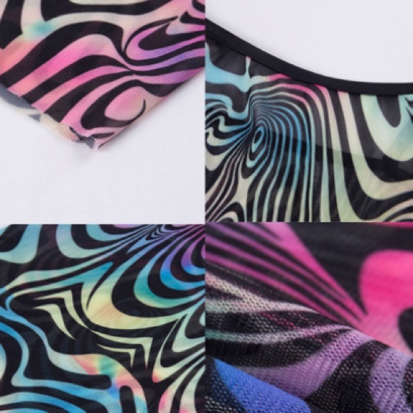 Trippy oil spill colorful mesh sheer dress - Picture 4 of 4